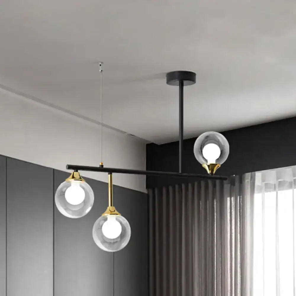 Modern black and gold glass ball island chandelier dining room light