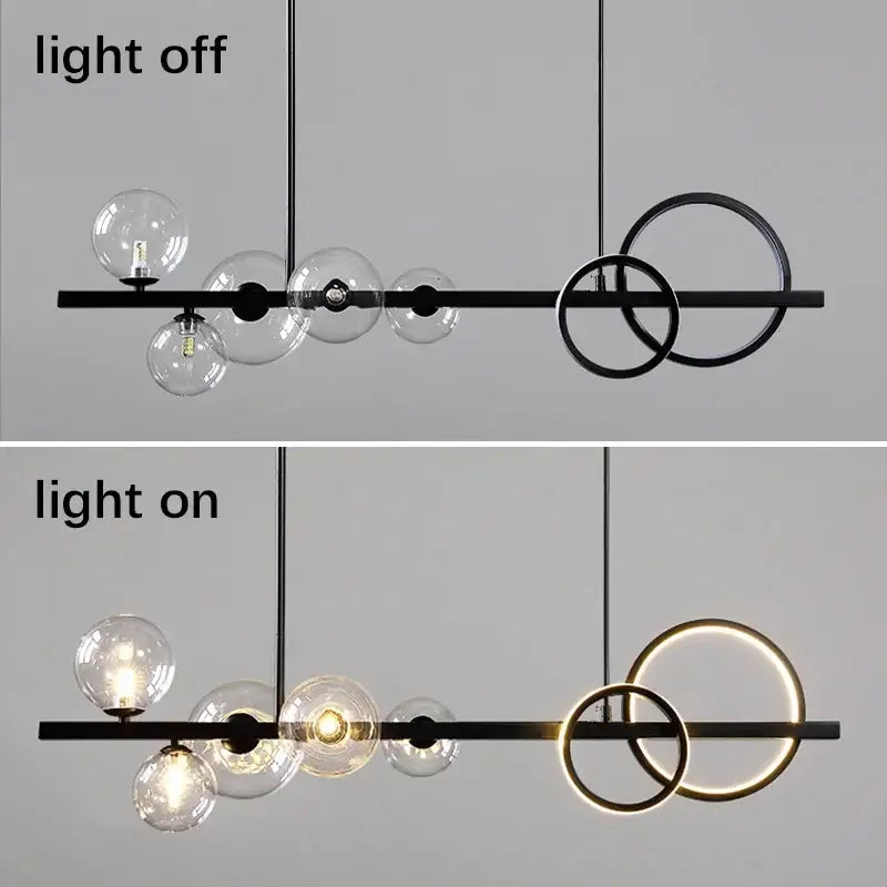 Modern black and gold glass ball pendant chandelier kitchen light