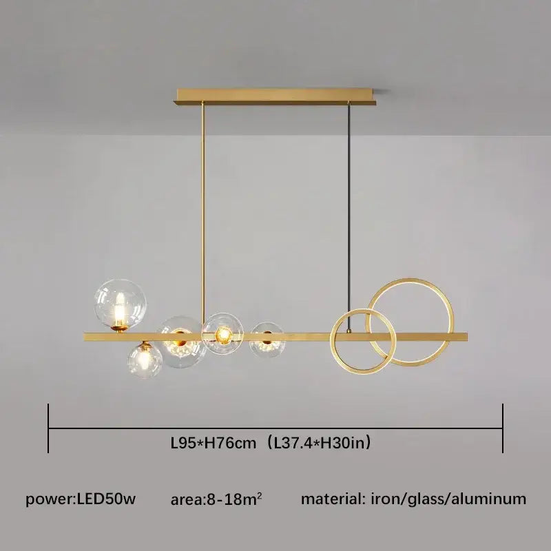 Modern black and gold glass ball pendant chandelier kitchen light