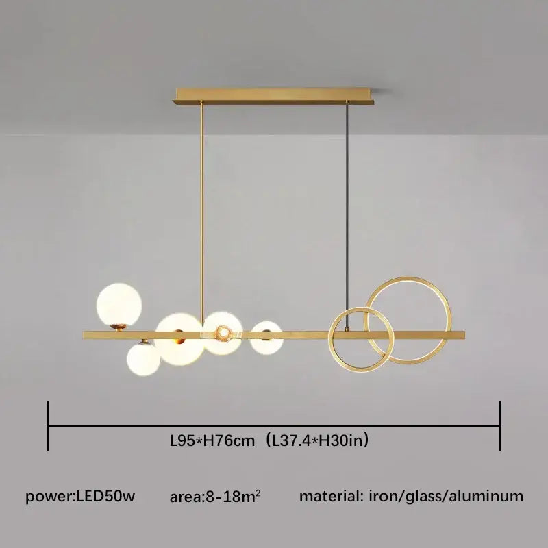 Modern black and gold glass ball pendant chandelier kitchen light