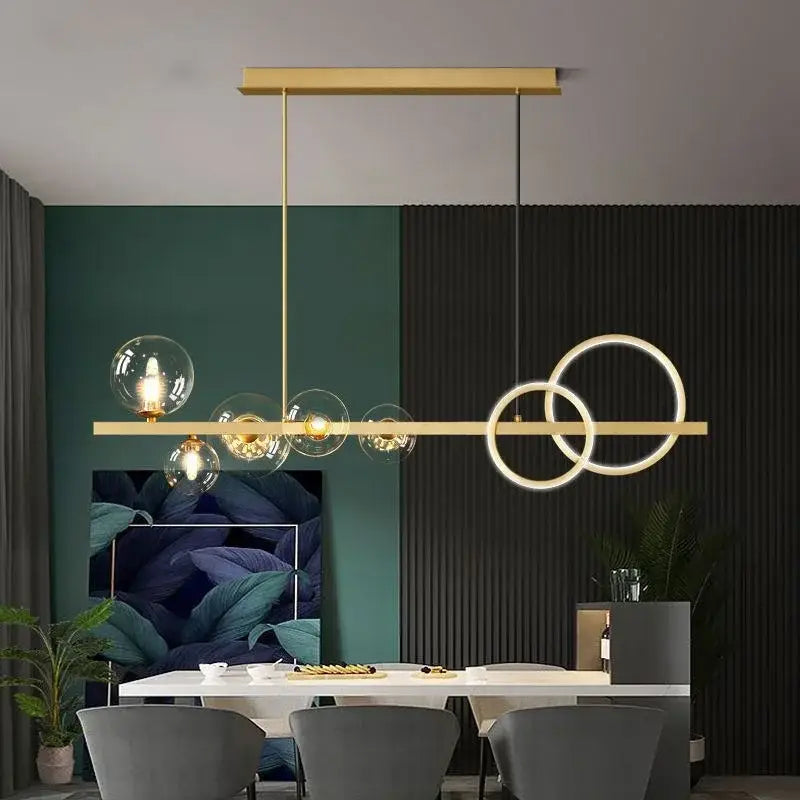 Modern black and gold glass ball pendant chandelier kitchen light