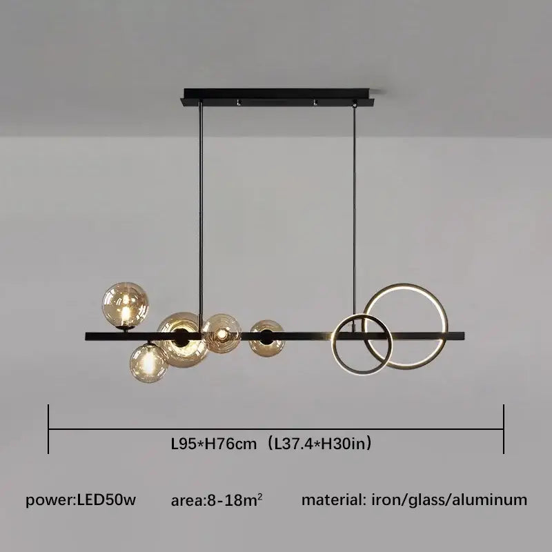 Modern black and gold glass ball pendant chandelier kitchen light