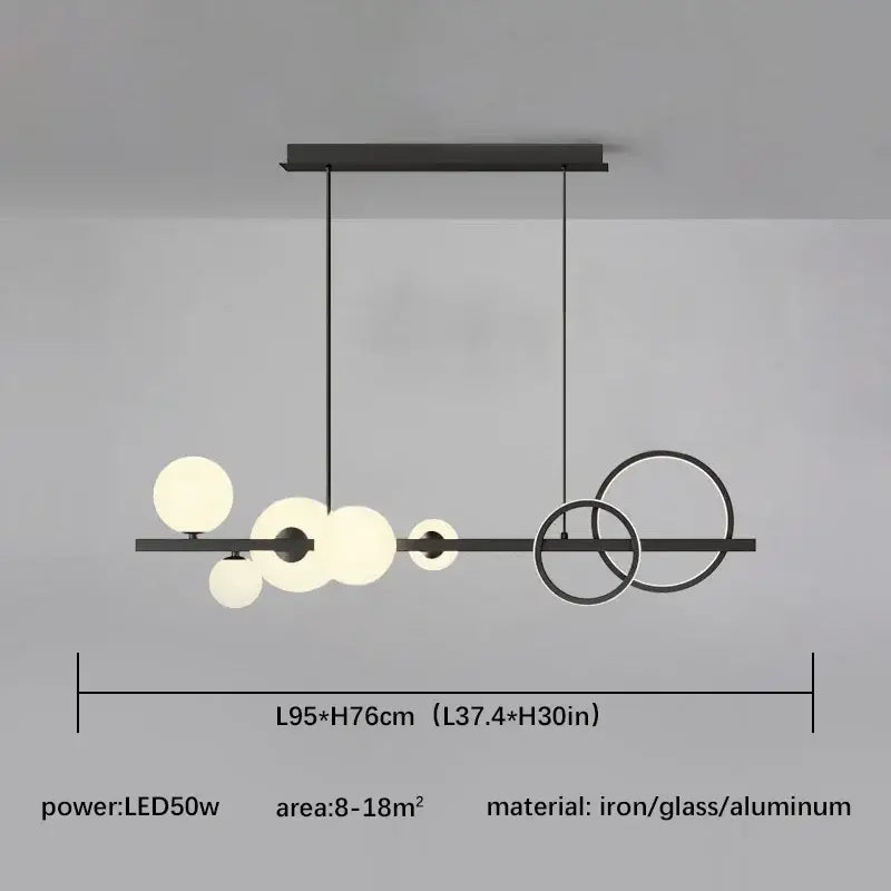 Modern black and gold glass ball pendant chandelier kitchen light