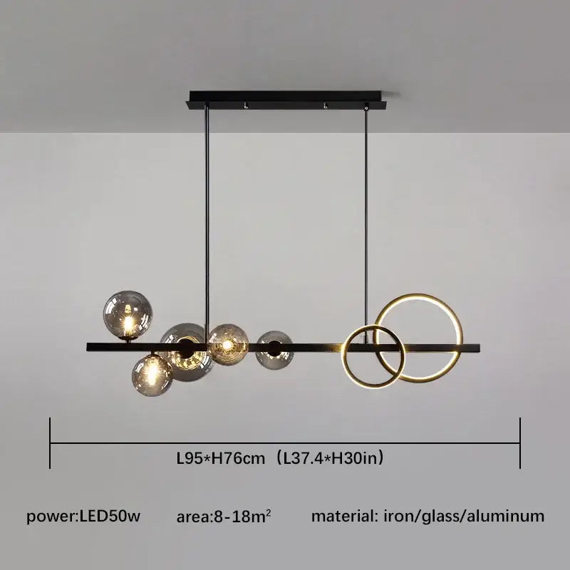 Modern black and gold glass ball pendant chandelier kitchen light