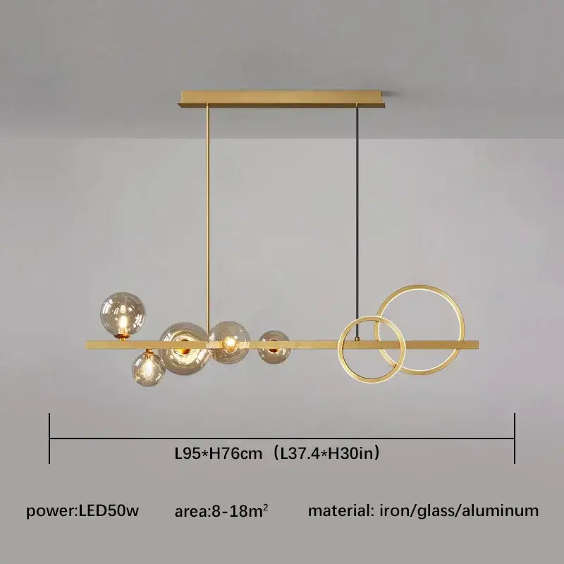 Modern black and gold glass ball pendant chandelier kitchen light