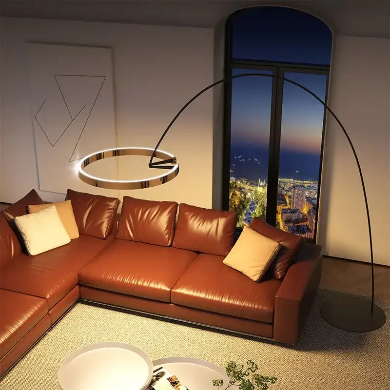 Modern black and gold led floor lamp for living room