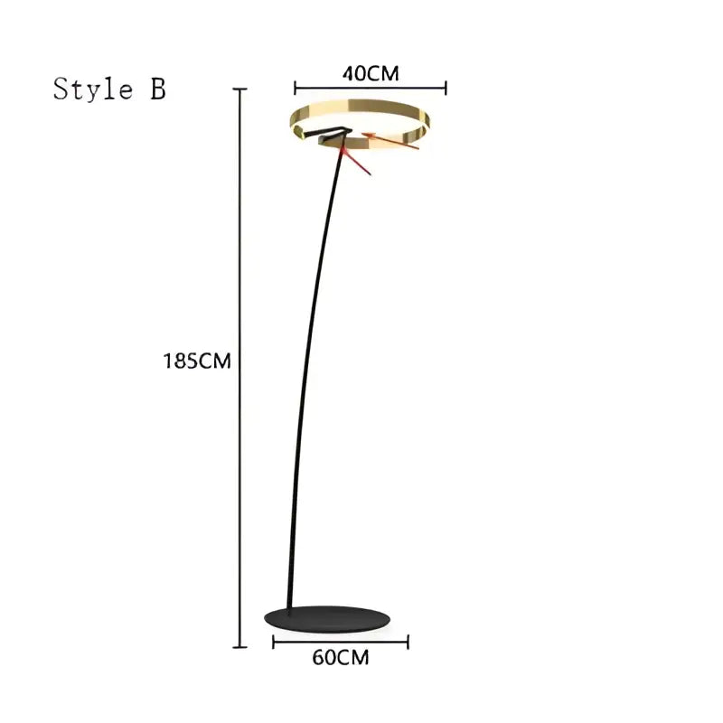 Modern black and gold led floor lamp for living room