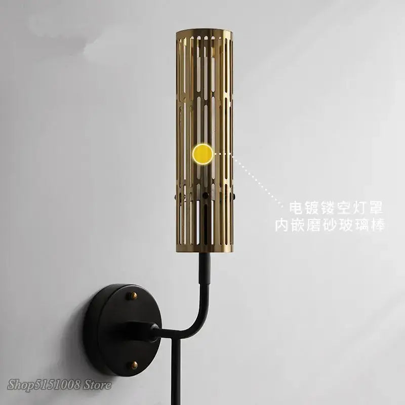 Modern black and gold led wall lamp living room glass sconce