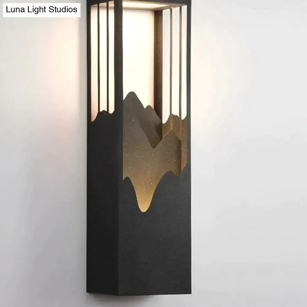 Modern black and gold mountain solar led outdoor light garden sconce