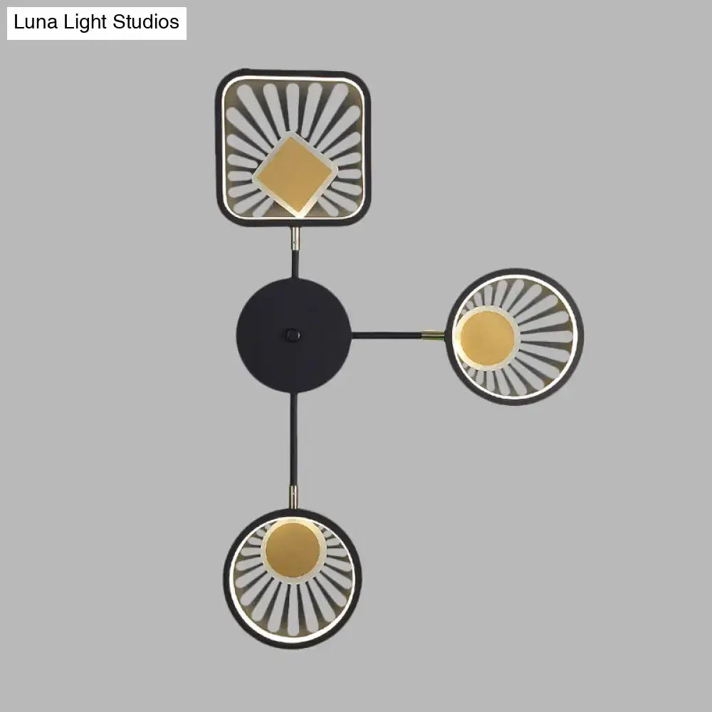 Modern black and gold sunburst led wall sconce dining room fixture