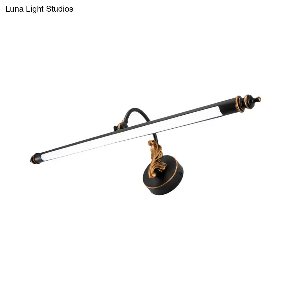 Modern black and gold tubular led wall light bathroom sconce