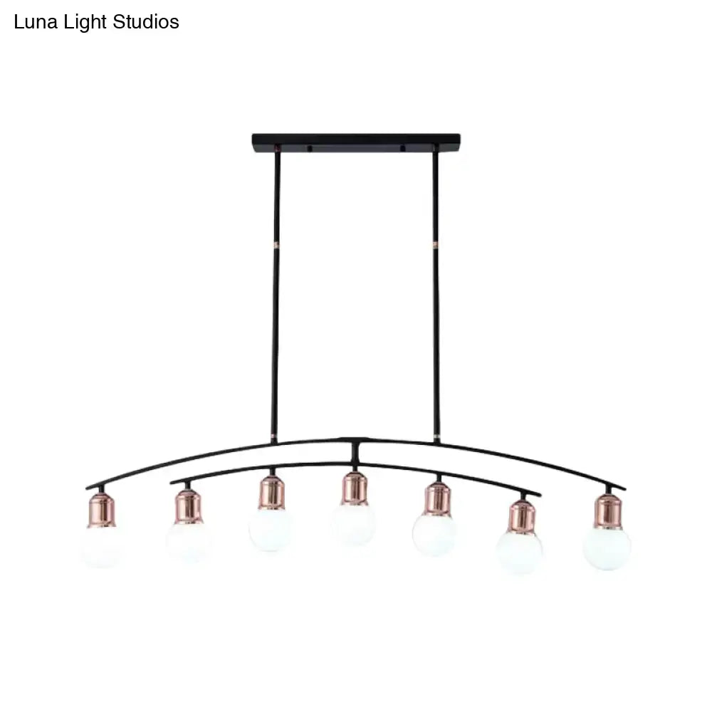 Modern black and rose gold linear chandelier dining room island light