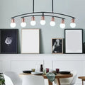 Modern black and rose gold linear chandelier dining room island light