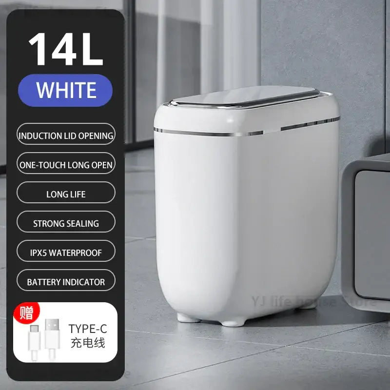 Modern black and silver automatic sensor trash can kitchen