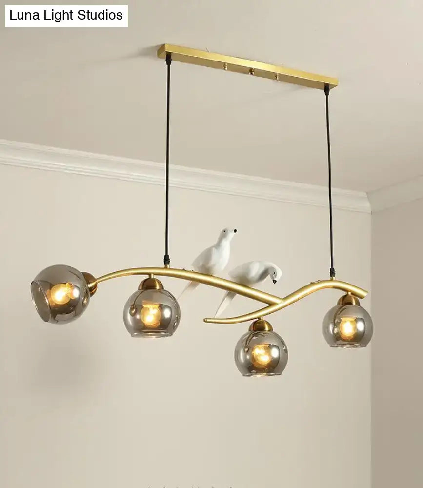 Modern black and white bird linear island pendant light dining room