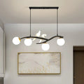 Modern black and white bird linear island pendant light dining room