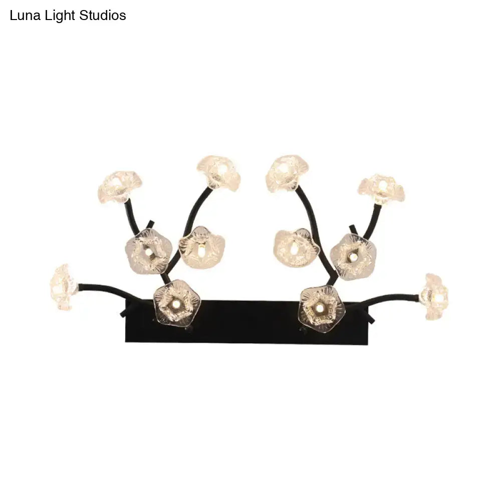 Modern black and white blossom clear glass wall light bedroom