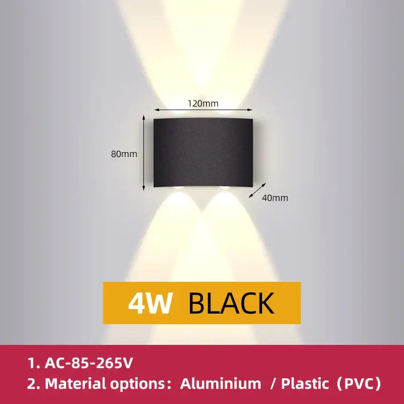 Modern black and white dome led wall lamp bedroom and garden light