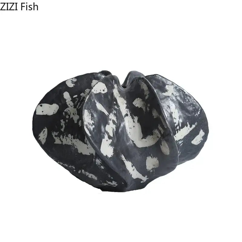 Modern black and white starfruit coral abstract sculpture bedroom decor