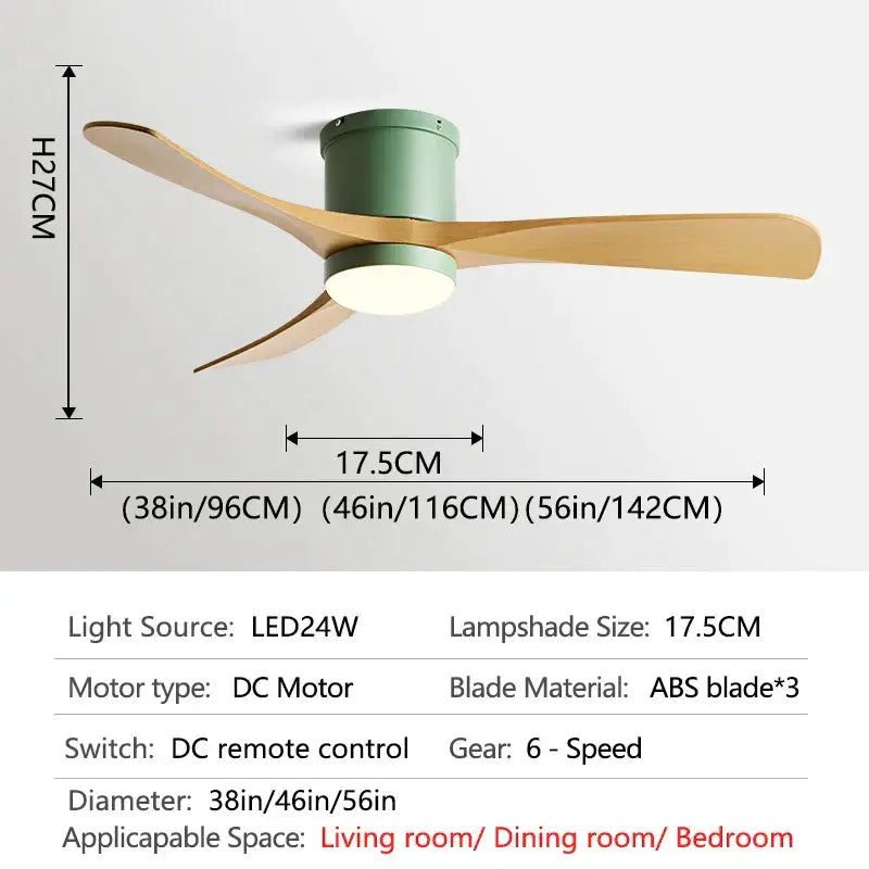 Modern black and wood 46in led ceiling fan for bedrooms