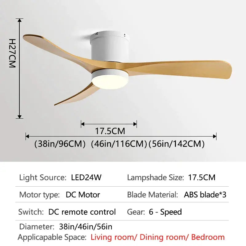 Modern black and wood 46in led ceiling fan for bedrooms