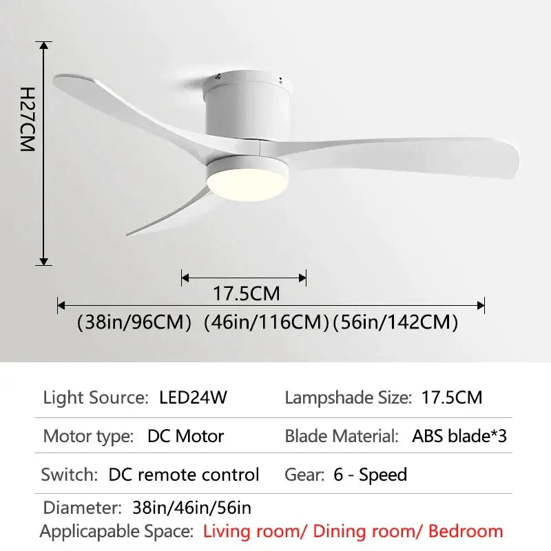 Modern black and wood 46in led ceiling fan for bedrooms