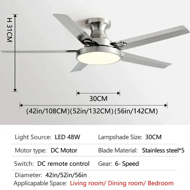 Modern black and wood ceiling fan light living room chandelier