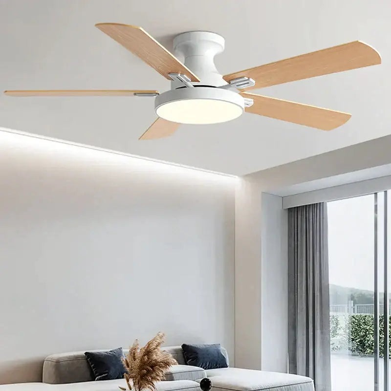 Modern black and wood ceiling fan light living room chandelier