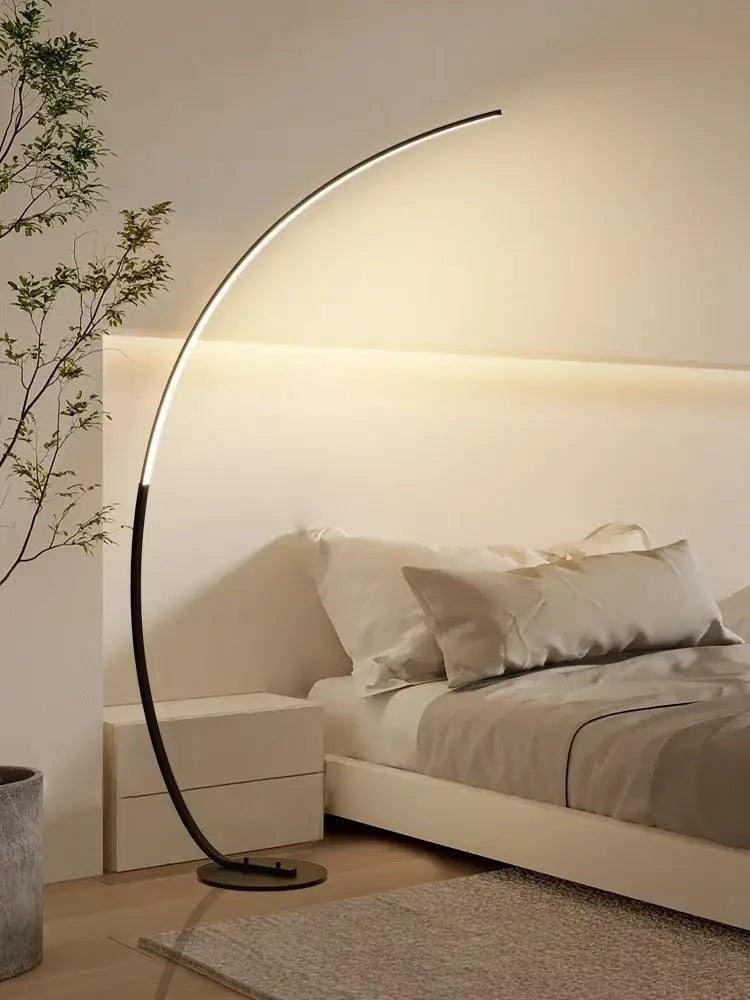 Modern black arc rgb led floor lamp for living room decor