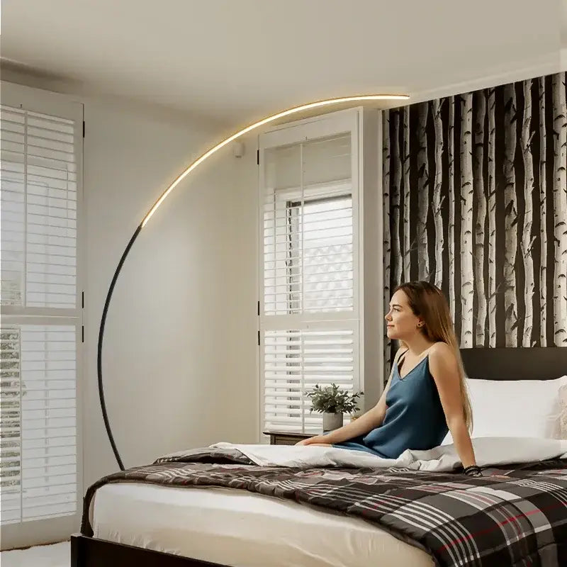 Modern black arc rgb led floor lamp for living room decor