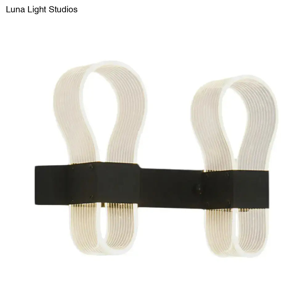Modern black arc ring sconce wall lamp bedroom led light