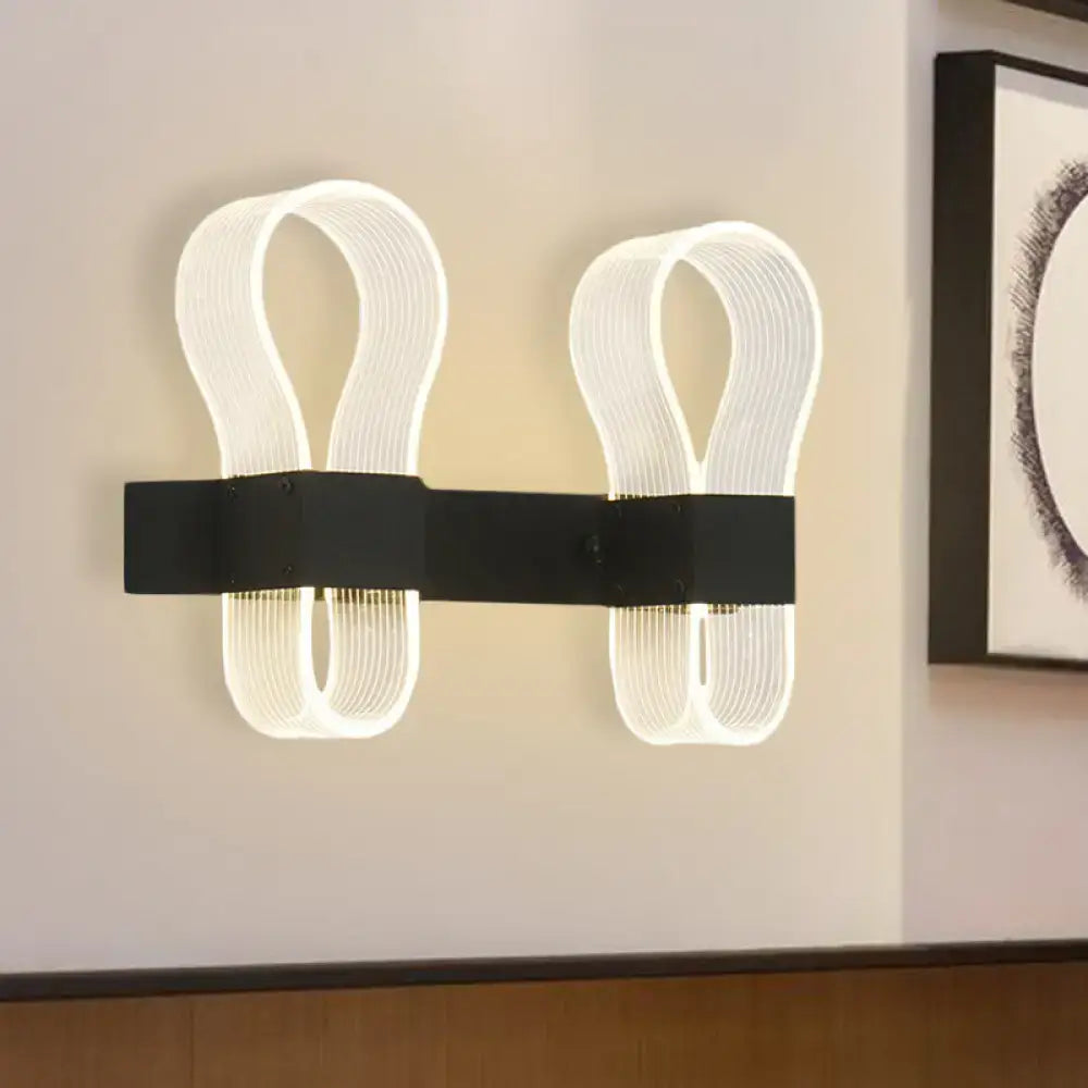 Modern black arc ring sconce wall lamp bedroom led light