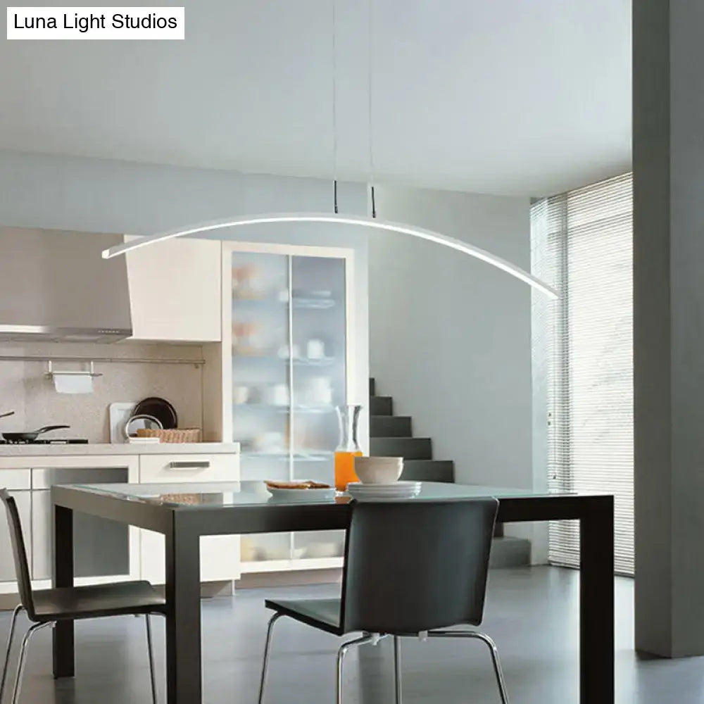 Modern black arched led pendant light for dining room island