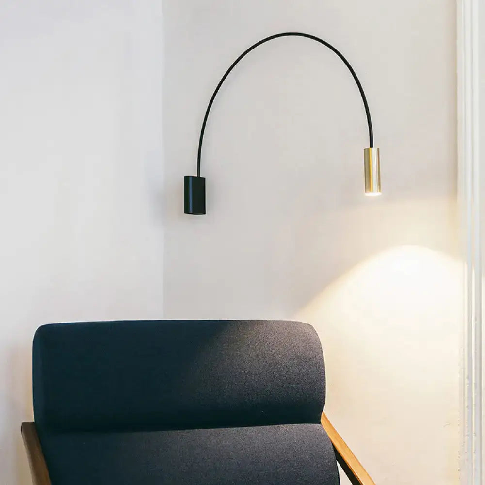 Modern black arched led wall mount light for living room