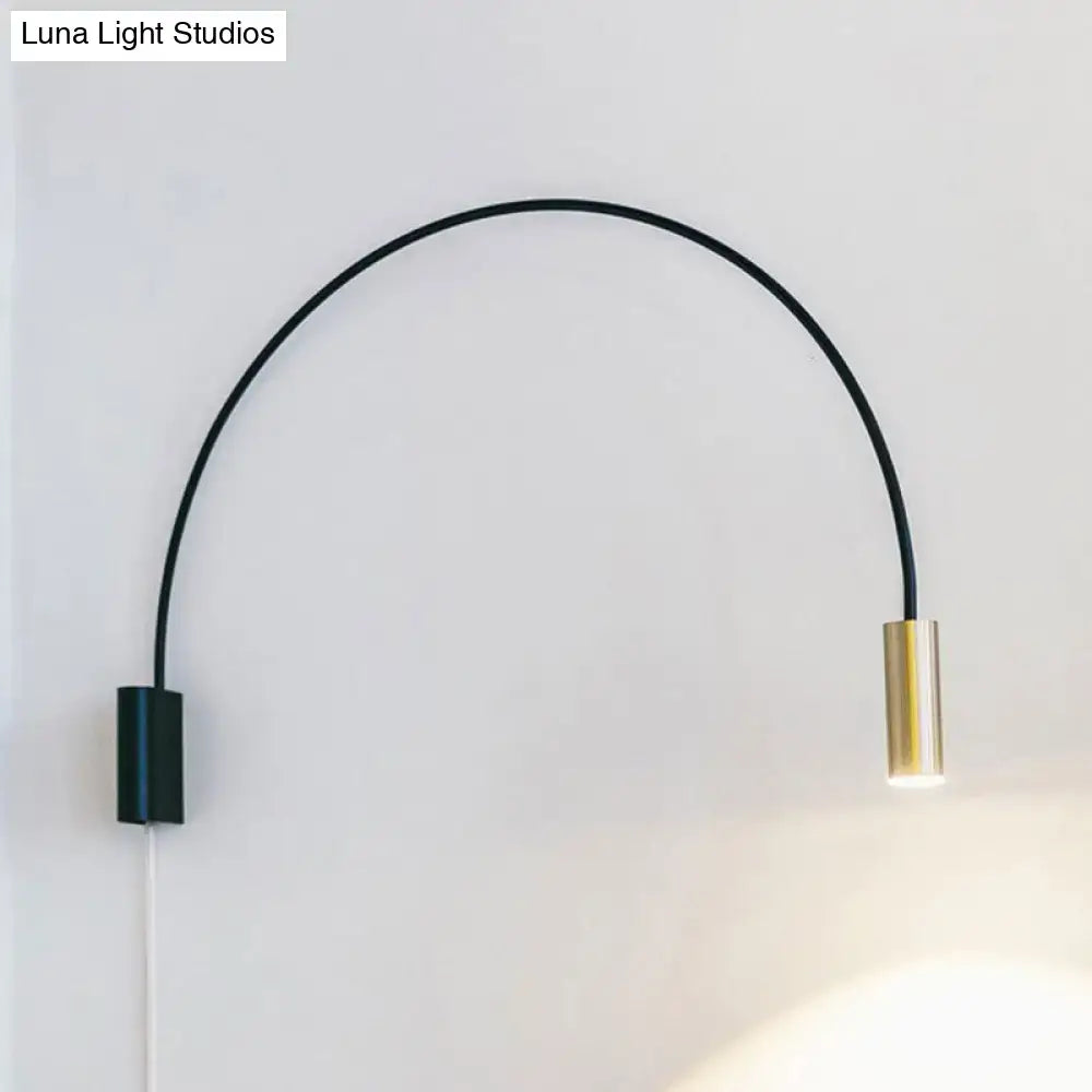 Modern black arched led wall mount light for living room