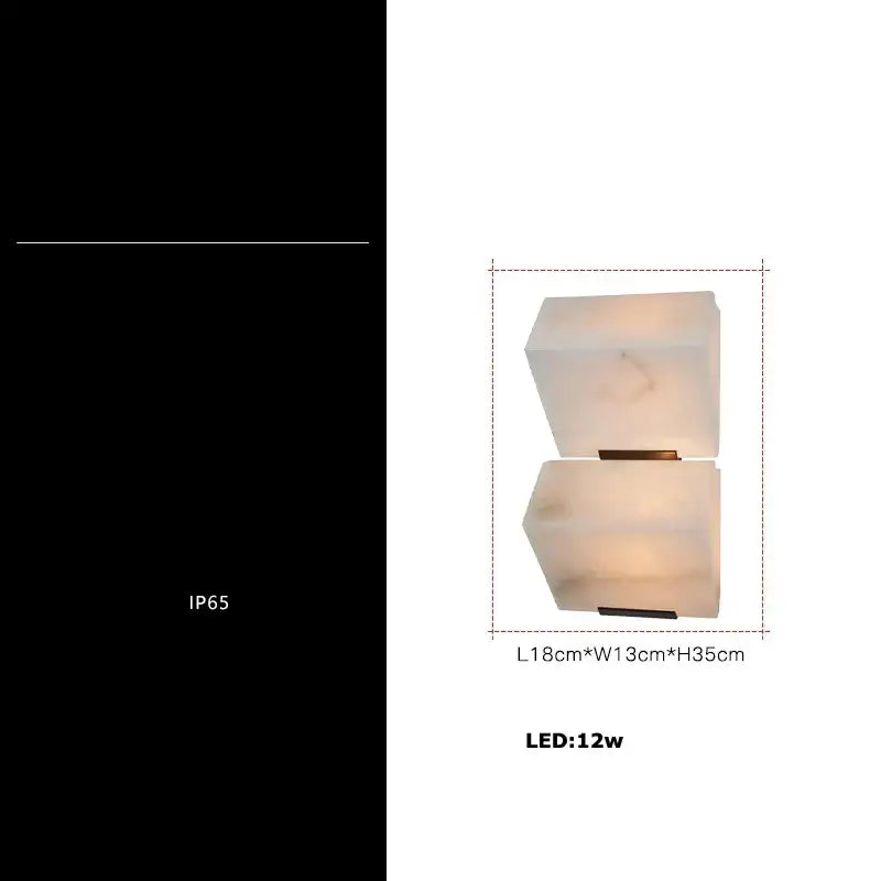 Modern black art deco marble led wall light bedroom sconce