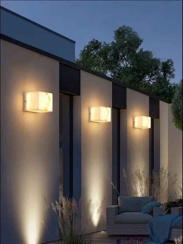 Modern black art deco marble led wall light bedroom sconce