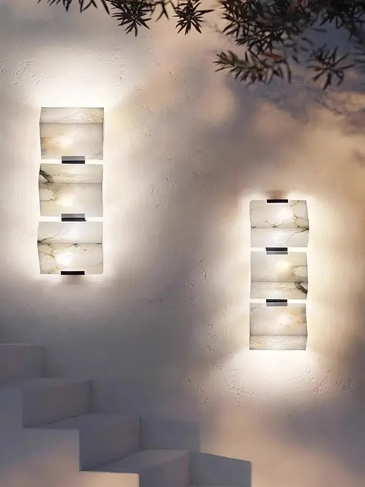 Modern black art deco marble led wall light bedroom sconce