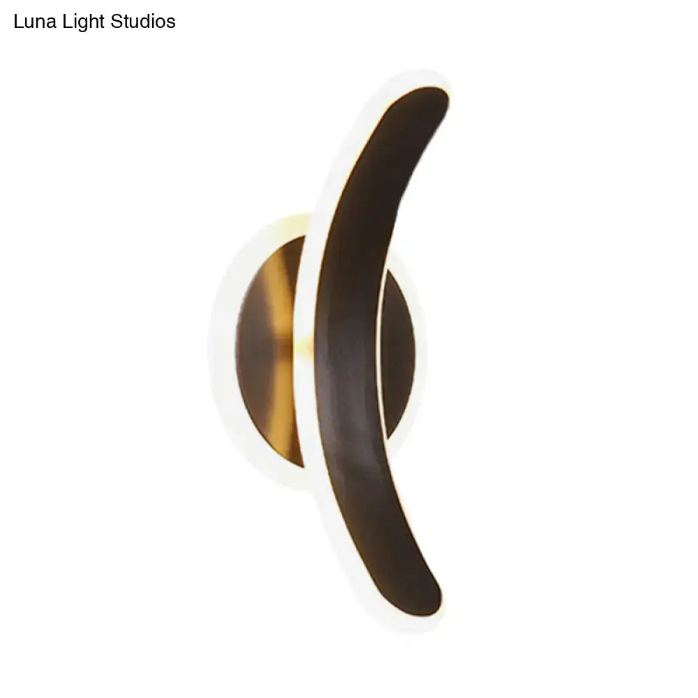 Modern black bend led wall mounted lamp bedroom white & warm light