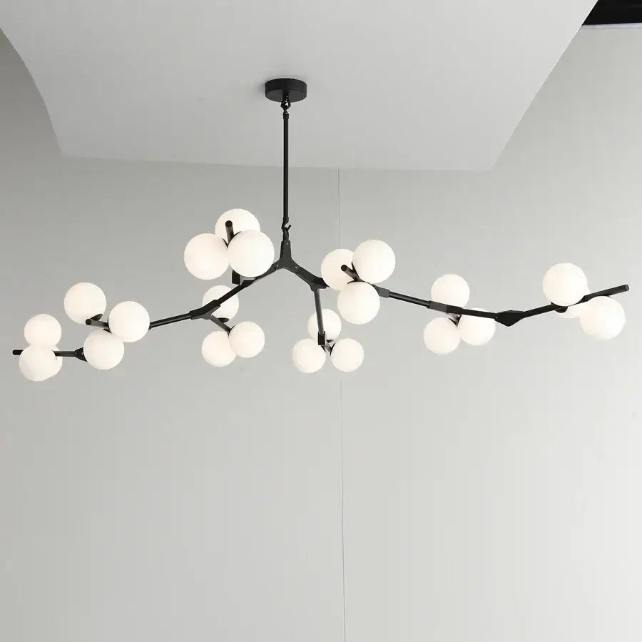 Modern black branching glass balls led pendant lights living room
