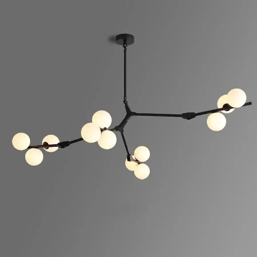 Modern black branching glass balls led pendant lights living room