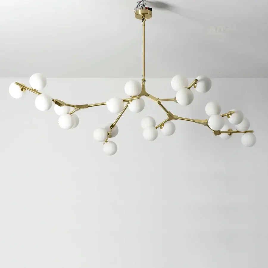 Modern black branching glass balls led pendant lights living room
