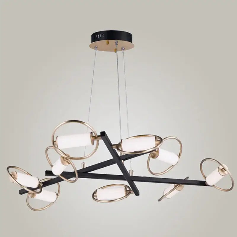 Modern black & brass circular ring led chandelier dining room light