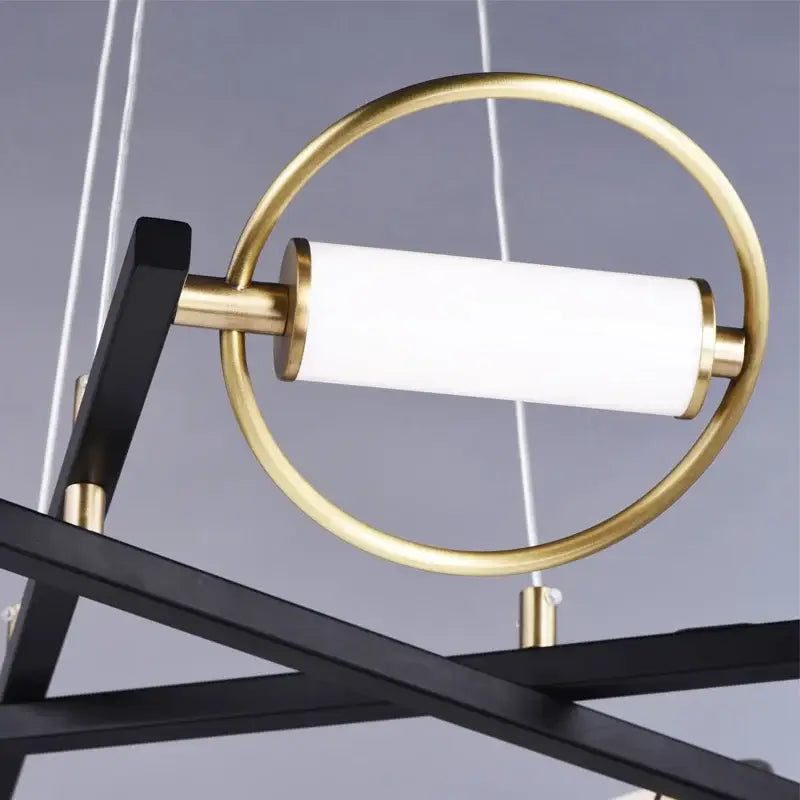 Modern black & brass circular ring led pendant light dining room