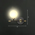 Modern black & brass glass ball bedside sconce bedroom wall lamp