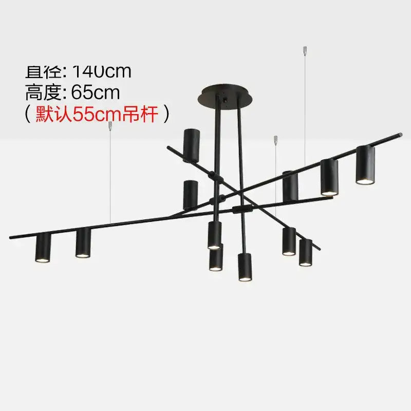 Modern black & brass minimalist dining room linear pendant light