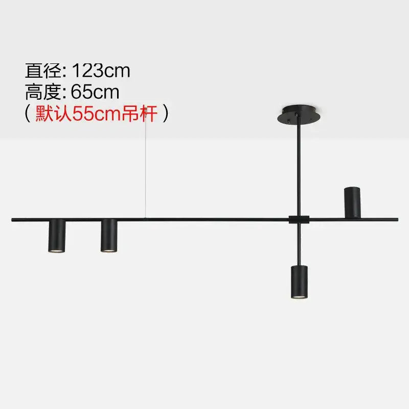 Modern black & brass minimalist dining room linear pendant light