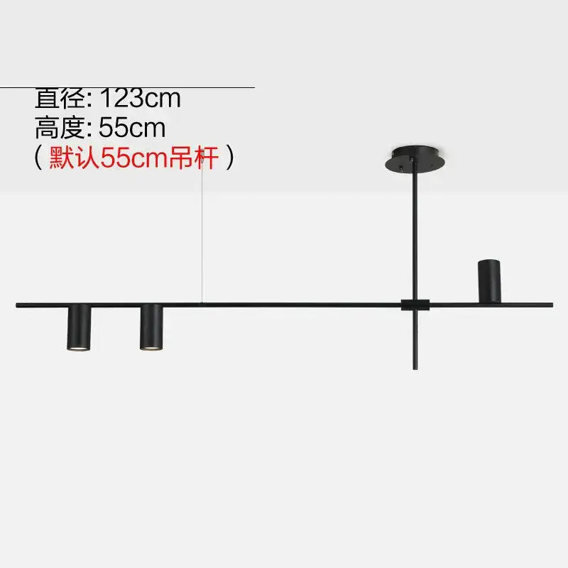Modern black & brass minimalist dining room linear pendant light