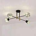 Modern black & brass nordic ball semi flush light – living room