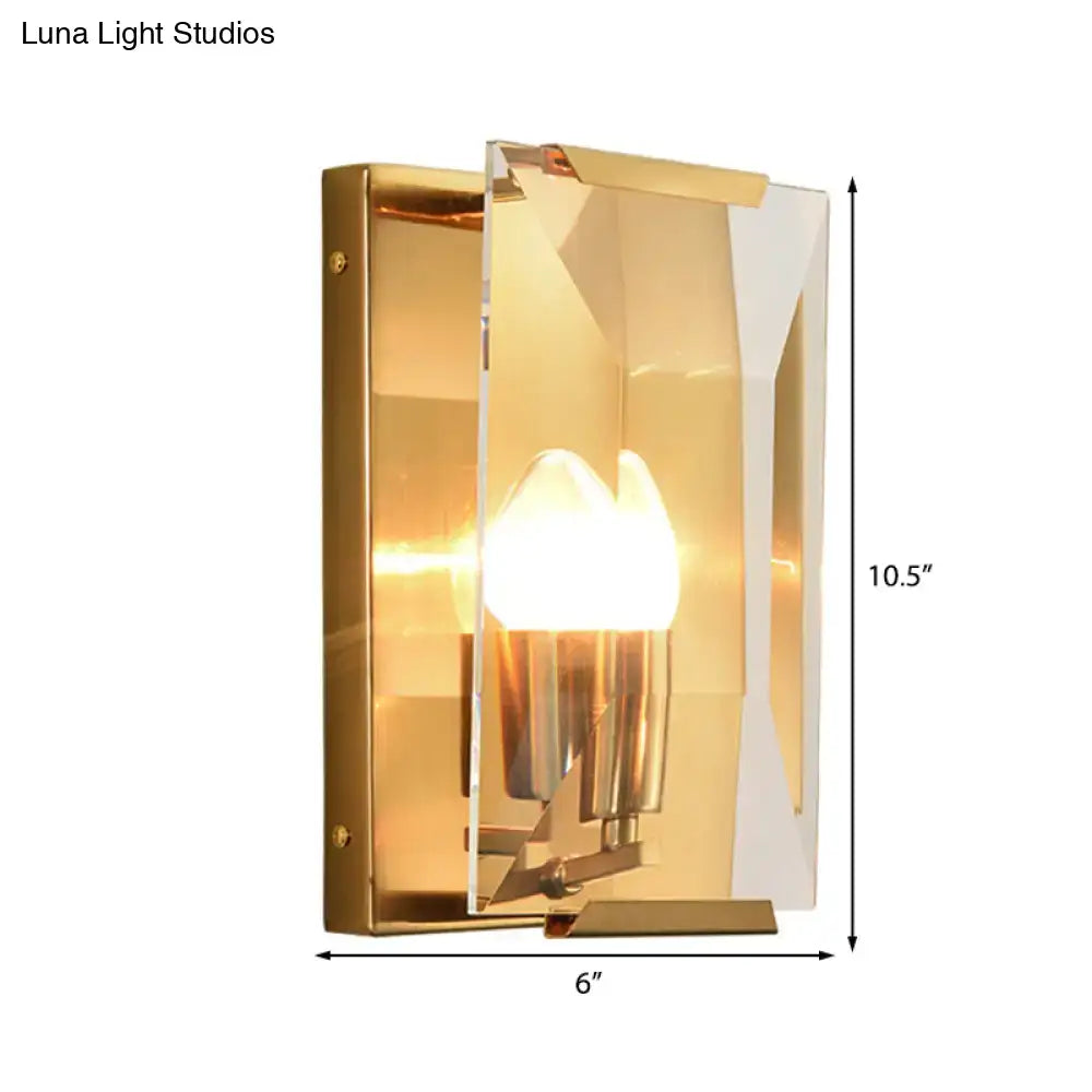 Modern black & brass sconce light bedroom speckled glass wall lamp